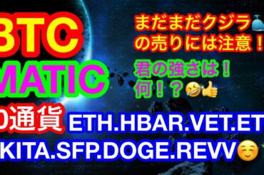 👍BTC+アルト9通貨分析😊👍【仮想通貨 BTC.ETH.MATIC.HBAR.VET.ETC.AKITA.SFP.DOGE.REVV】ビットコインはクジラの売りに注意‼️登録者様6600名😅