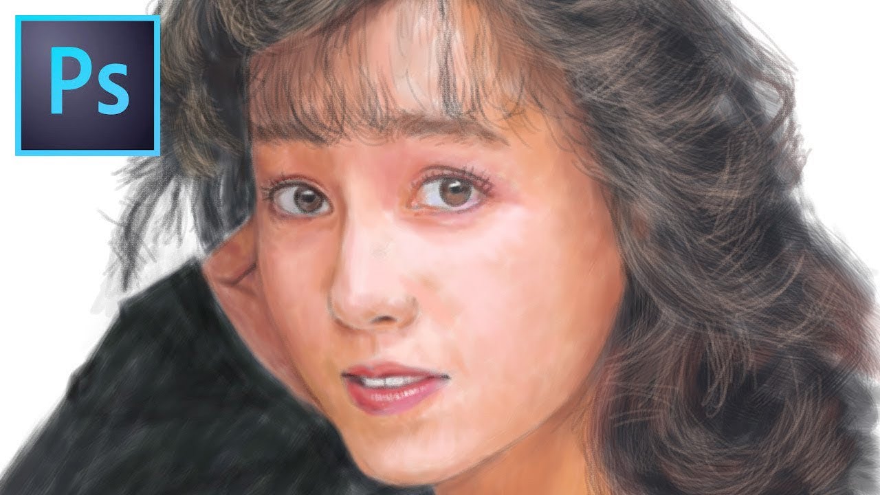 【柏原芳恵】を描いてみました。/Photoshop Draw a portrait Yoshie Kashiwabara