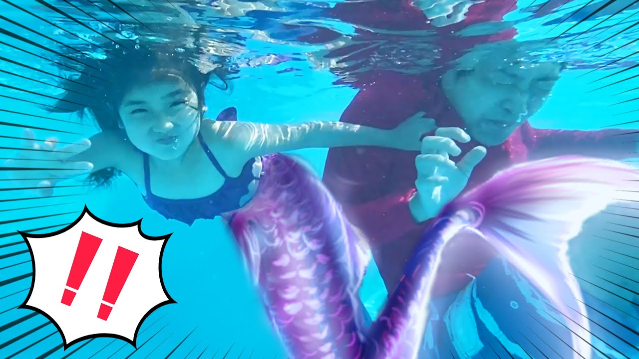みのちゃん、パパとケンカしてプールで24時間チャレンジ!?たすけて人魚!パパ泳げないよ~!