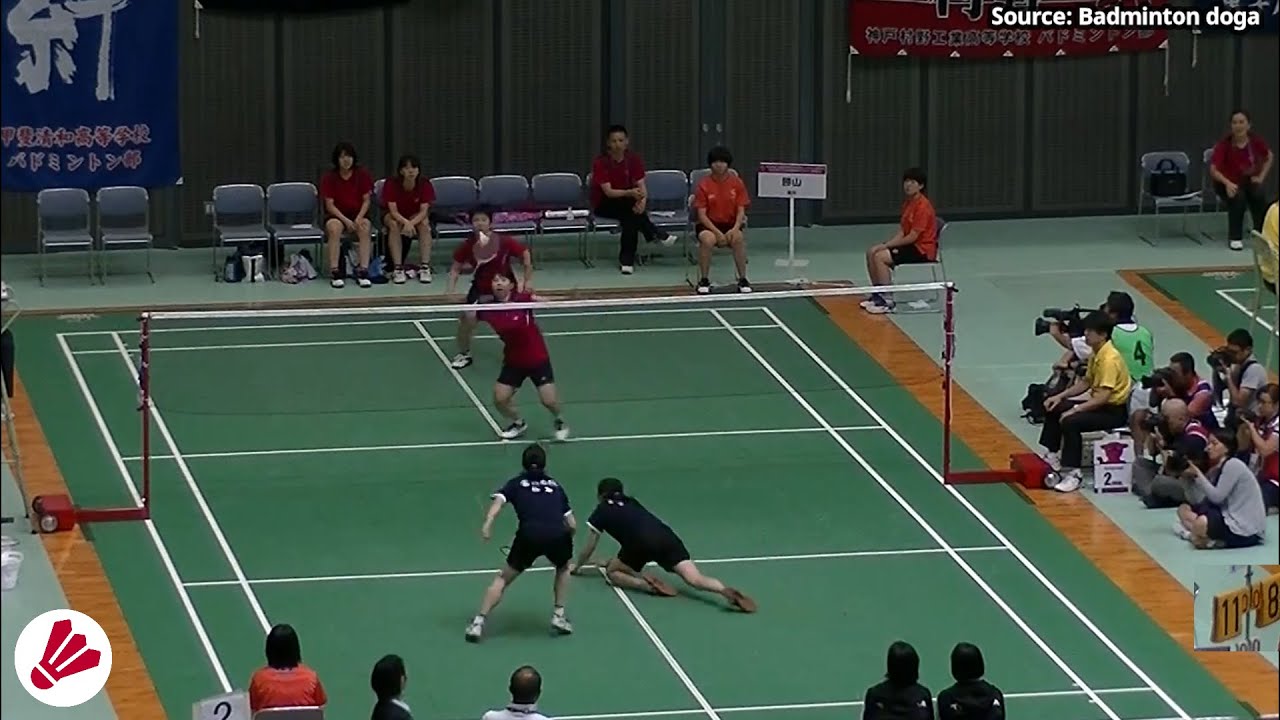 女子ダブルスの試合で山口茜に対する大堀彩 | 大堀 彩 / 東野 有紗 vs 山口 茜 / 鈴木 咲貴 | 2014 全国高等学校総合体育大会 女子チーム | バドミントン日本
