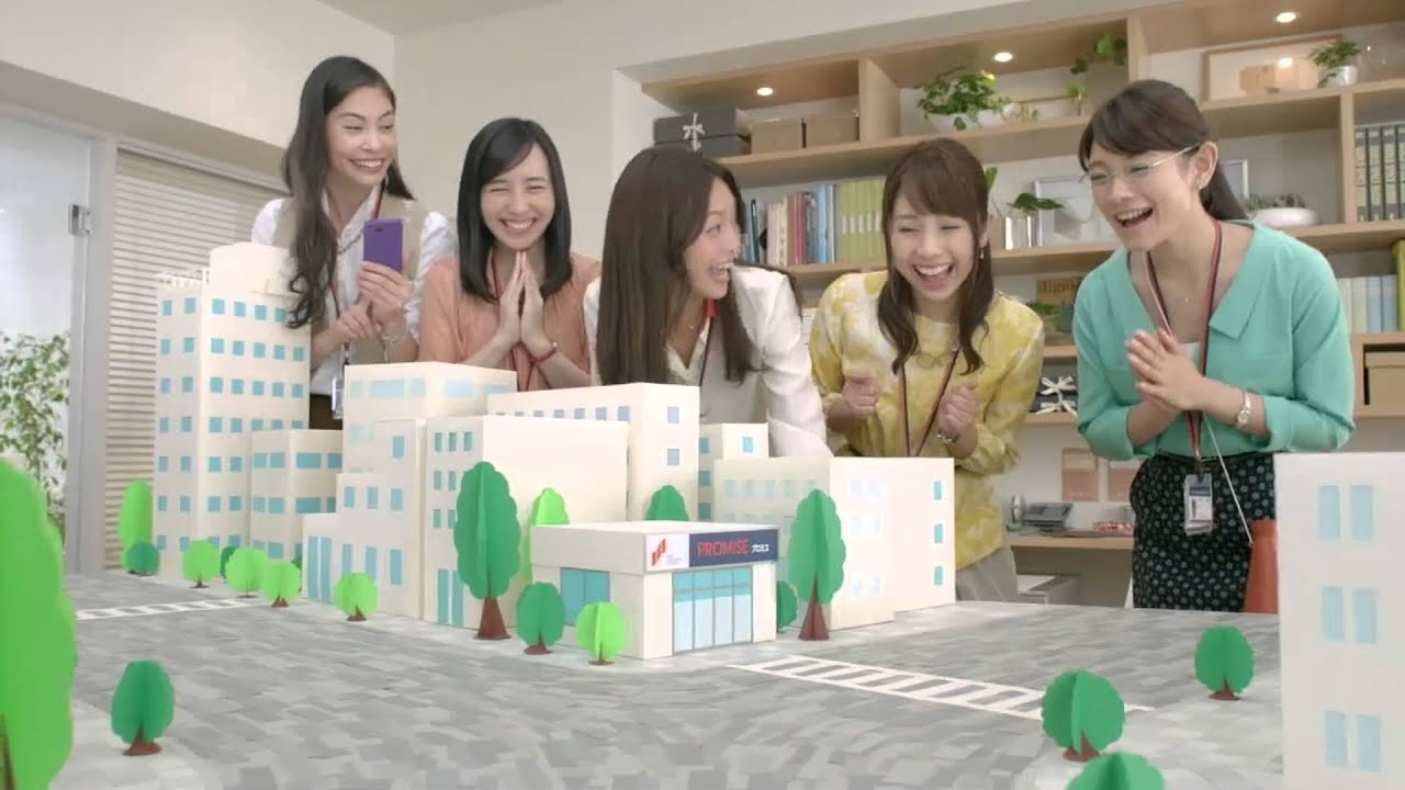 プロミス もっと!サービス向上委員会「看板ジオラマ」相武紗季 中川美樹 外岡えりか 鈴木あきえ 原由美子