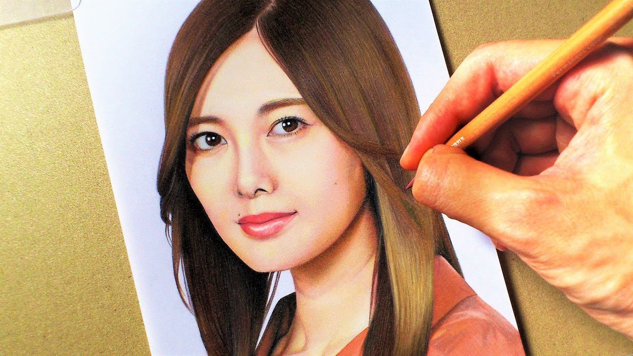 白石麻衣 描いてみた 完成までの早送り【乃木坂46】色鉛筆画 | Drawing Mai Shiraishi