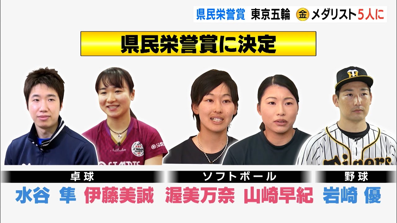 県民栄誉賞 東京五輪メダリスト5人に