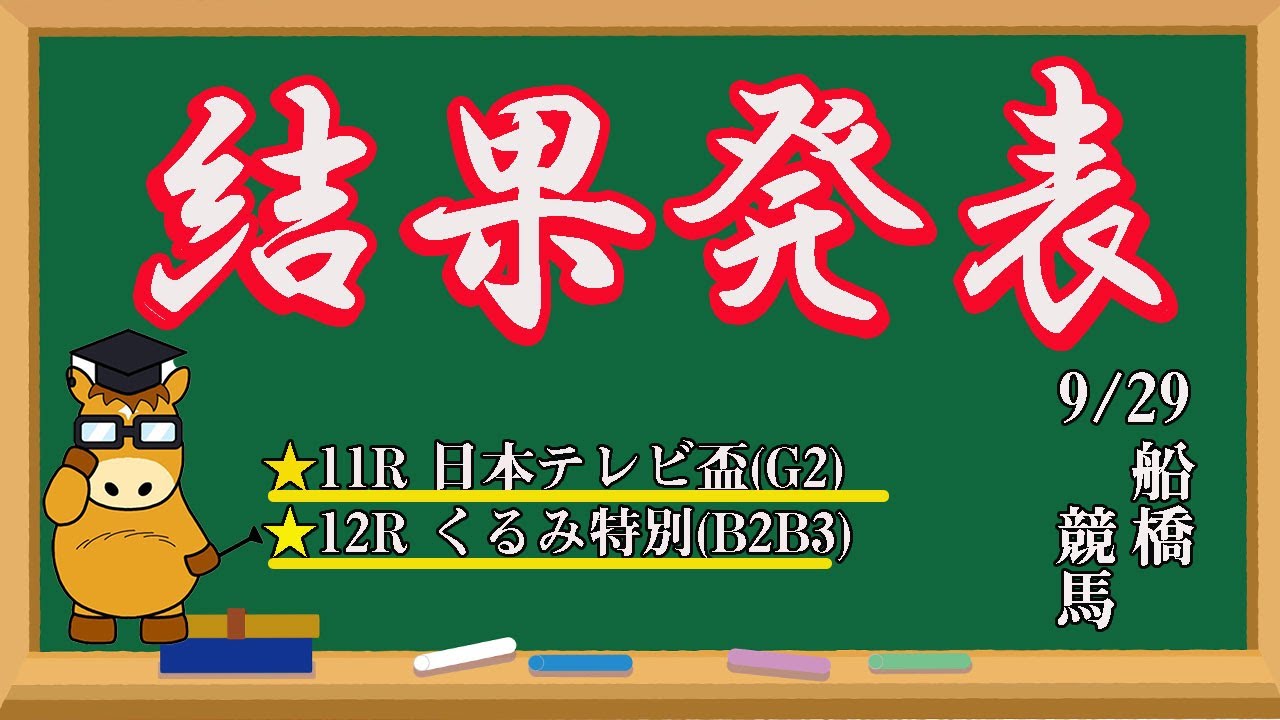 【 地方競馬予想 】9/29日 船橋競馬 予想の 結果発表! 競馬 地方競馬 地方競馬予想 船橋競馬 船橋競馬予想