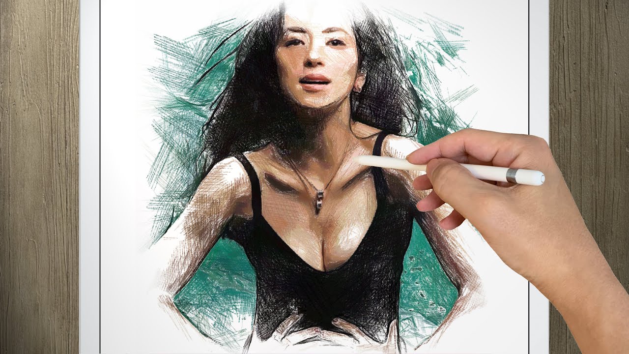 中村アン/Illustration drawing process of "Anne Nakamura" using Procreate of iPad/プロクリエイトでイラスト人物デッサン描いてみた