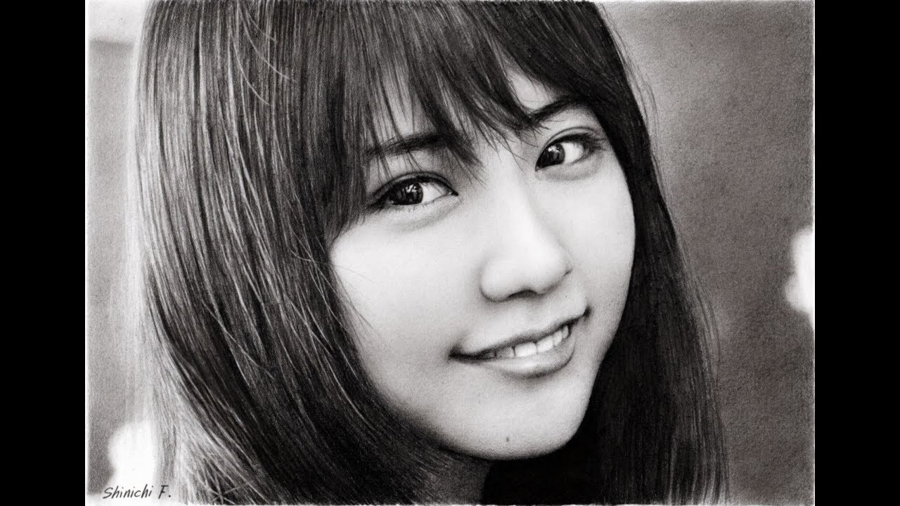 鉛筆画 有村架純 完成までの一部始終 動画 早送り / Pencil drawing/ Kasumi Arimura/ Portrait/ How To Draw