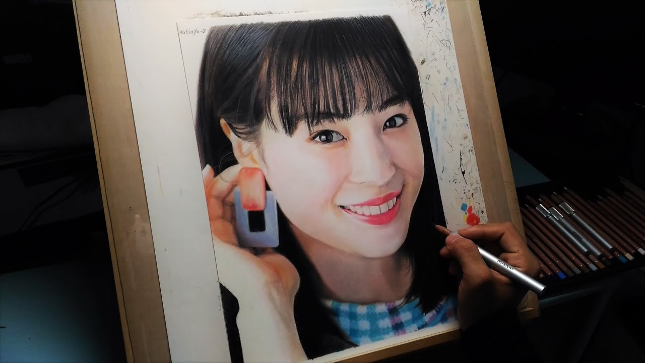 広瀬すず 色鉛筆画 color pencil drawing Suzu Hirose