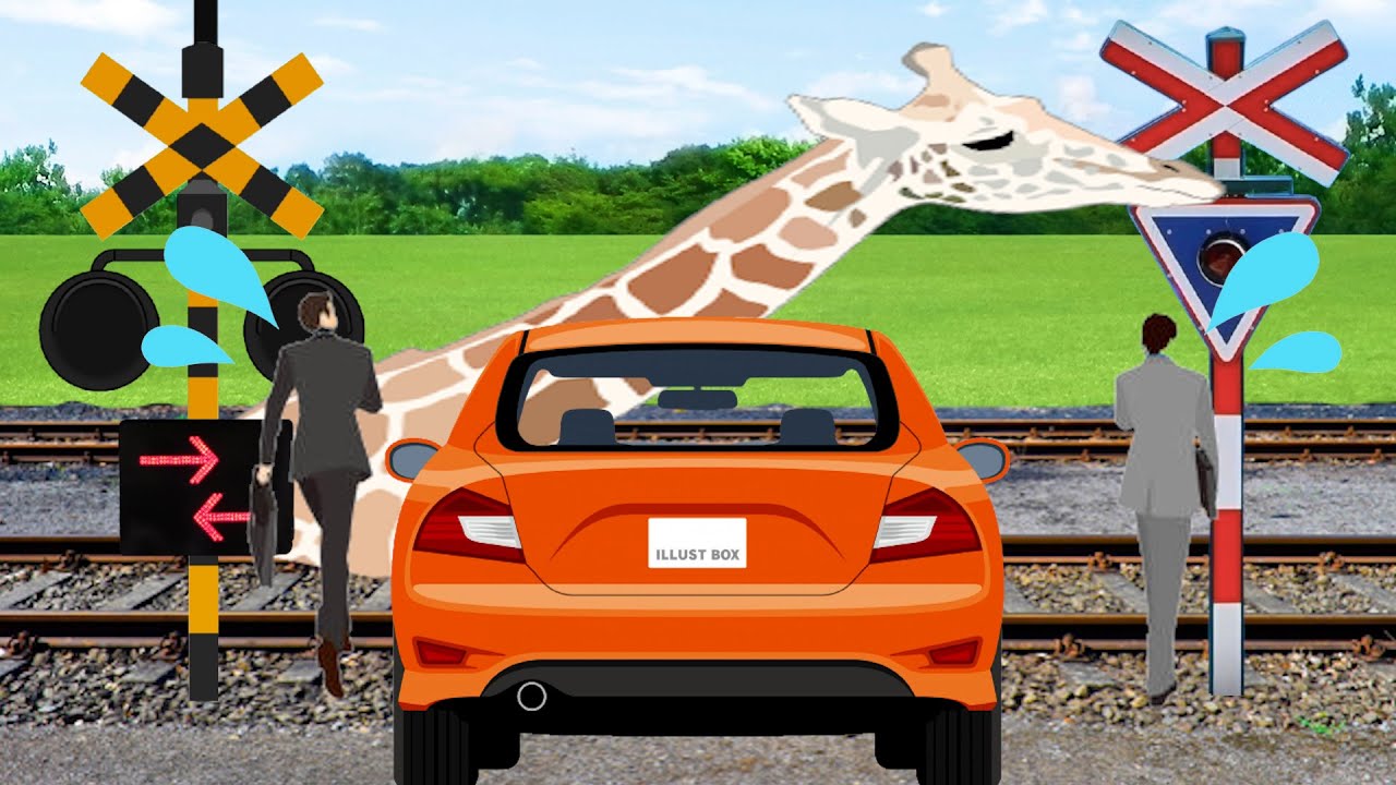 【踏切アニメ】いろいろジャマして通してくれないふみきりかんかん RailroadCrossing 列車 電車 線路 train
