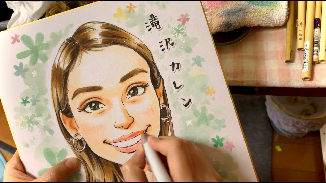 滝沢カレンさんの似顔絵を描きました【実況音声あり】作画動画
