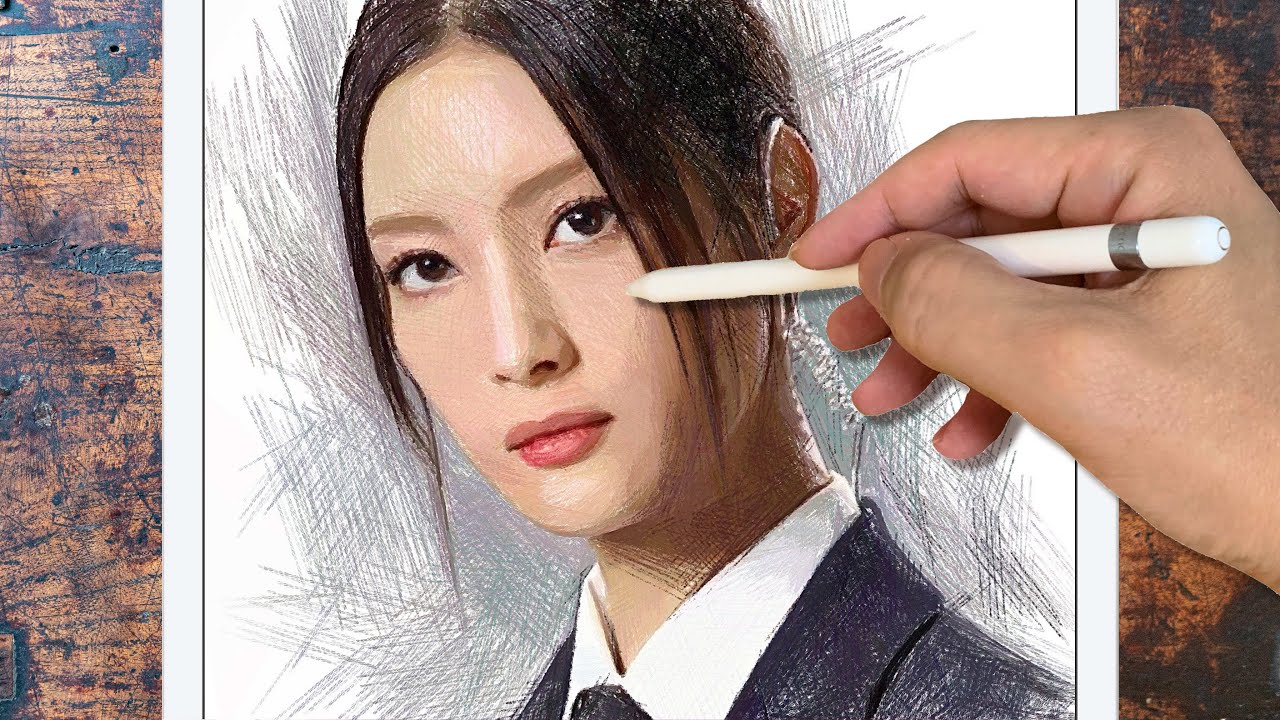 Drawing Nanao : 菜々緒 | Using Procreate of iPad Pro | Only with lines | プロクリエイトでイラスト・デッサン | ArtyCoaty