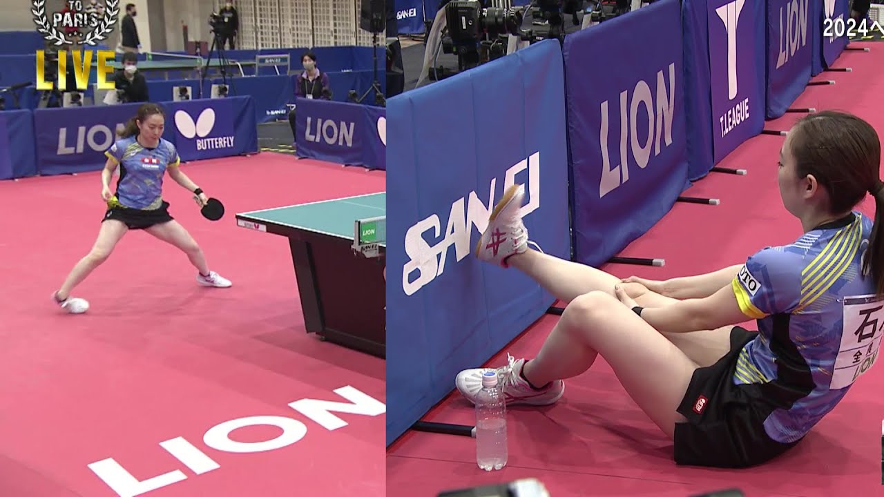 【アクシデント】大丈夫!? 石川佳純 、足首を「グキッ!」と捻ってしまう|パリ五輪日本代表選考会 卓球2022 TOP32