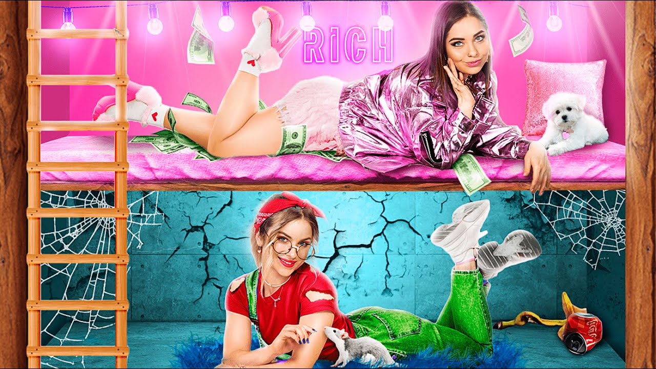 We Build a Bunk Bed! Rich vs Broke Secret Room!