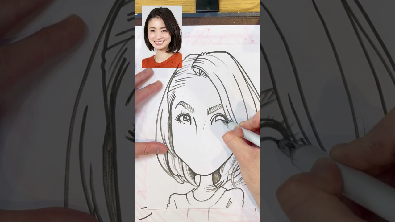 【一発描き】上戸彩さんの似顔絵描いてみた!! #イラスト #上戸彩 #shorts