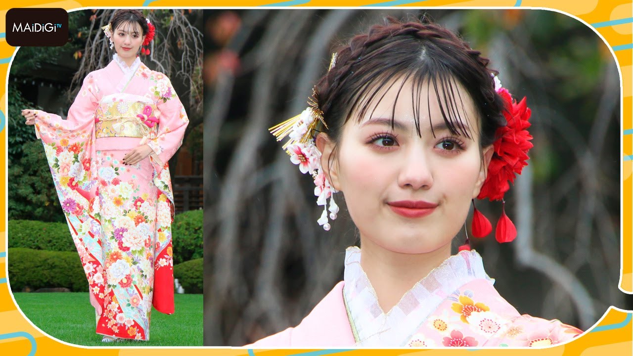 鶴嶋乃愛、晴れ着撮影会初参加に喜び爆発! 「永遠のテーマカラー」ピンクの着物姿披露