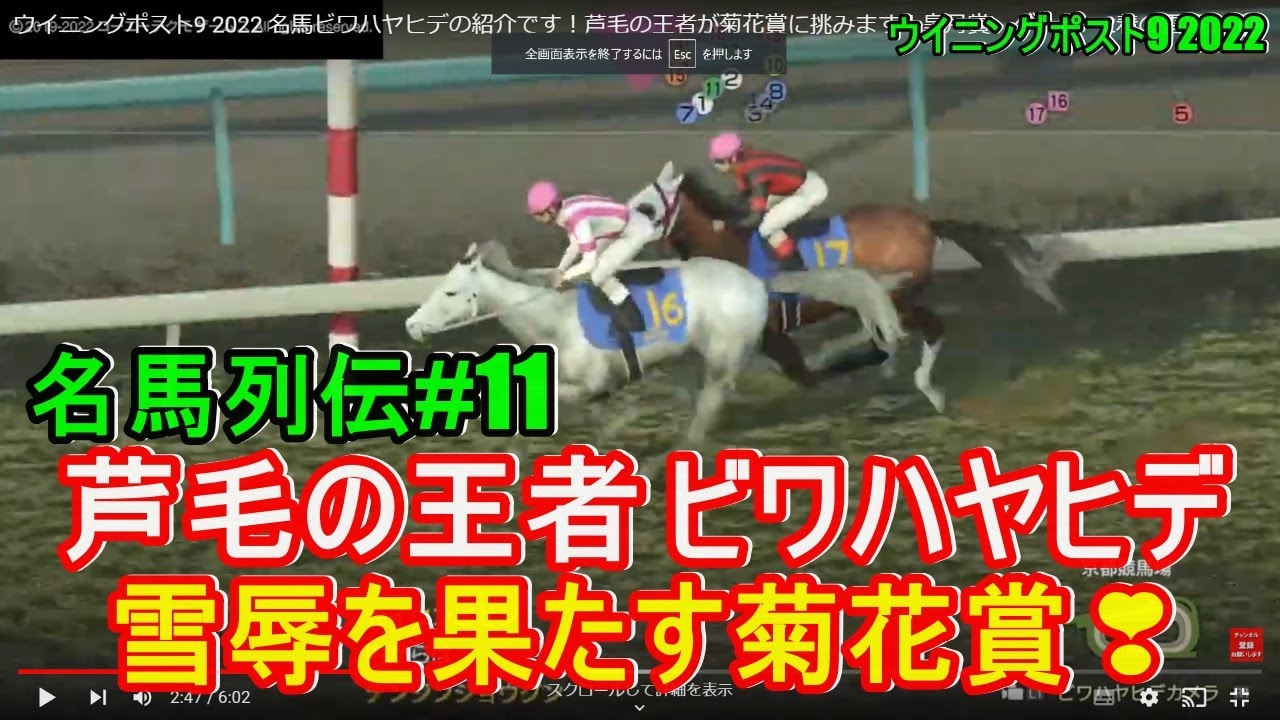 ウイニングポスト9 2022 名馬ビワハヤヒデの紹介です!芦毛の王者が菊花賞に挑みます!皐月賞、ダービー2着の雪辱を晴らします!競馬 winning post 9 2022
