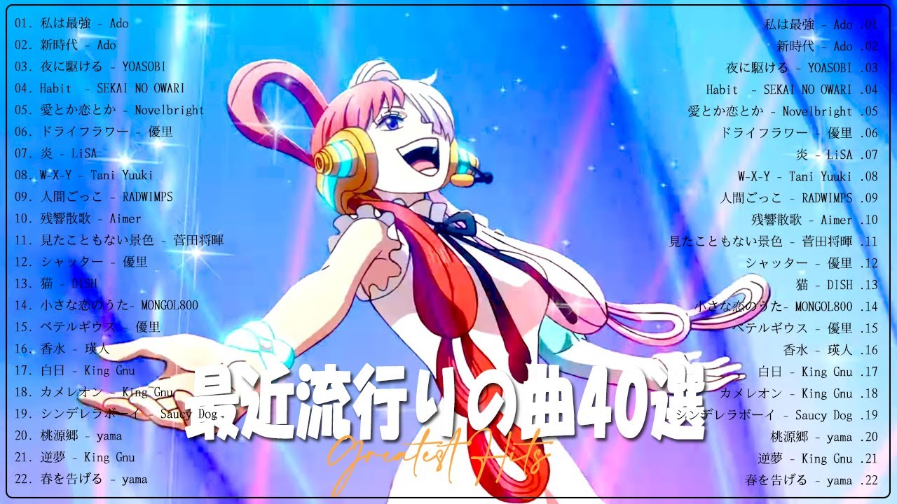 優里、YOASOBI、LiSA、 あいみょん、米津玄師 、宇多田ヒカル、ヨルシカ🎶 有名曲J-POPメドレー- 邦楽 ランキング 曲🎶日本最高の歌メドレー