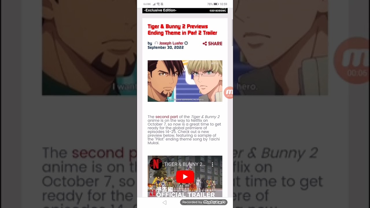Tiger & Bunny 2 Previews Ending Theme in Part 2 Trailer