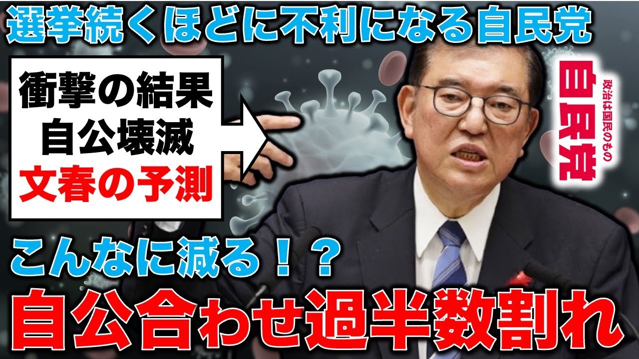 自民党が衝撃の44議席減。自民党公明党合わせても過半数割れ。週刊文春の緊急予測が波紋を呼ぶ!安冨歩東京大学名誉教授。一月万冊 自民党が衝撃の44議席減。自民党公明党合わせても過半数割れ。週刊文春の緊急予測が波紋を呼ぶ!安冨歩東京大学名誉教授。一月万冊