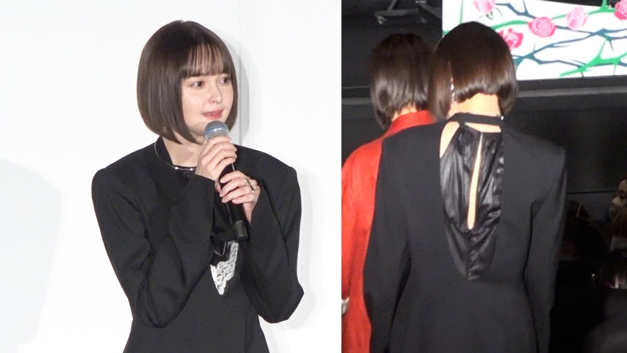 玉城ティナ、美背中チラリ衣装で大人の色気 松本穂香&渡邊圭祐も登壇 映画『恋のいばら』公開記念舞台挨拶