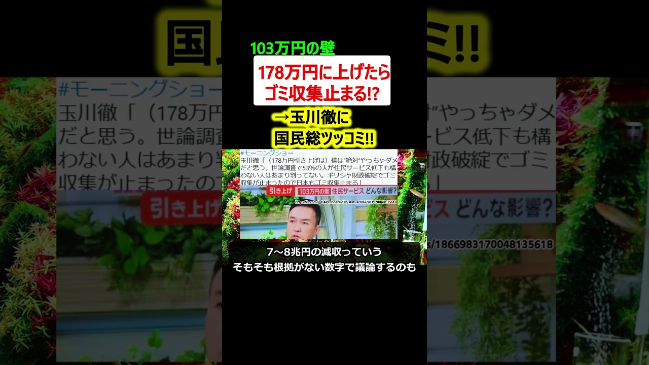 玉川徹「年収の壁178万円なら日本破綻」→国民総ツッコミ【政治ニュース】 玉川徹「年収の壁178万円なら日本破綻」→国民総ツッコミ【政治ニュース】