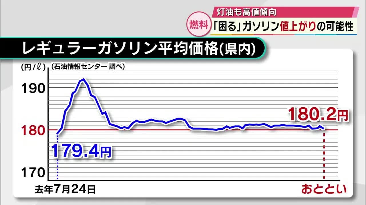 ガソリン価格「補助金の引き下げ」で今後値上がりの可能性 灯油も高値傾向 大分