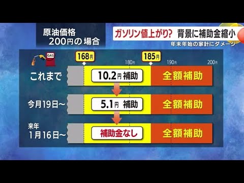 ガソリン値上がり? 背景に12月19日から国の補助金縮小 年末年始の家計にダメージ 鹿児島 (24/12/09 18:56)