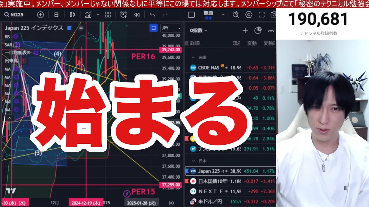 1/22【半導体株急騰で日経平均618円高】ソフトバンクGがAI巨額投資で大幅高→日本株決算期待で上昇続くか。ドル円155円推移。米国株、ナスダック、仮想通貨BTCも高い。