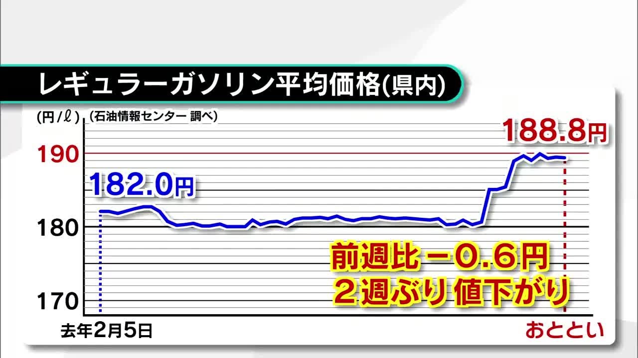 ガソリン価格2週ぶりに値下がり 「店舗間の競争で値下げに踏み切った店が多かったのでは」と分析 大分