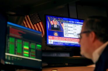【米国市況】株反発、パウエル議長会見で安心感－ドル148円台後半 - Bloomberg
