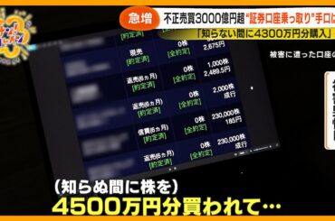 【急増】不正売買3000億円超！？証券口座 “乗っ取り” 巧妙手口とは？不審メールに要注意【サン！シャインニュース】
