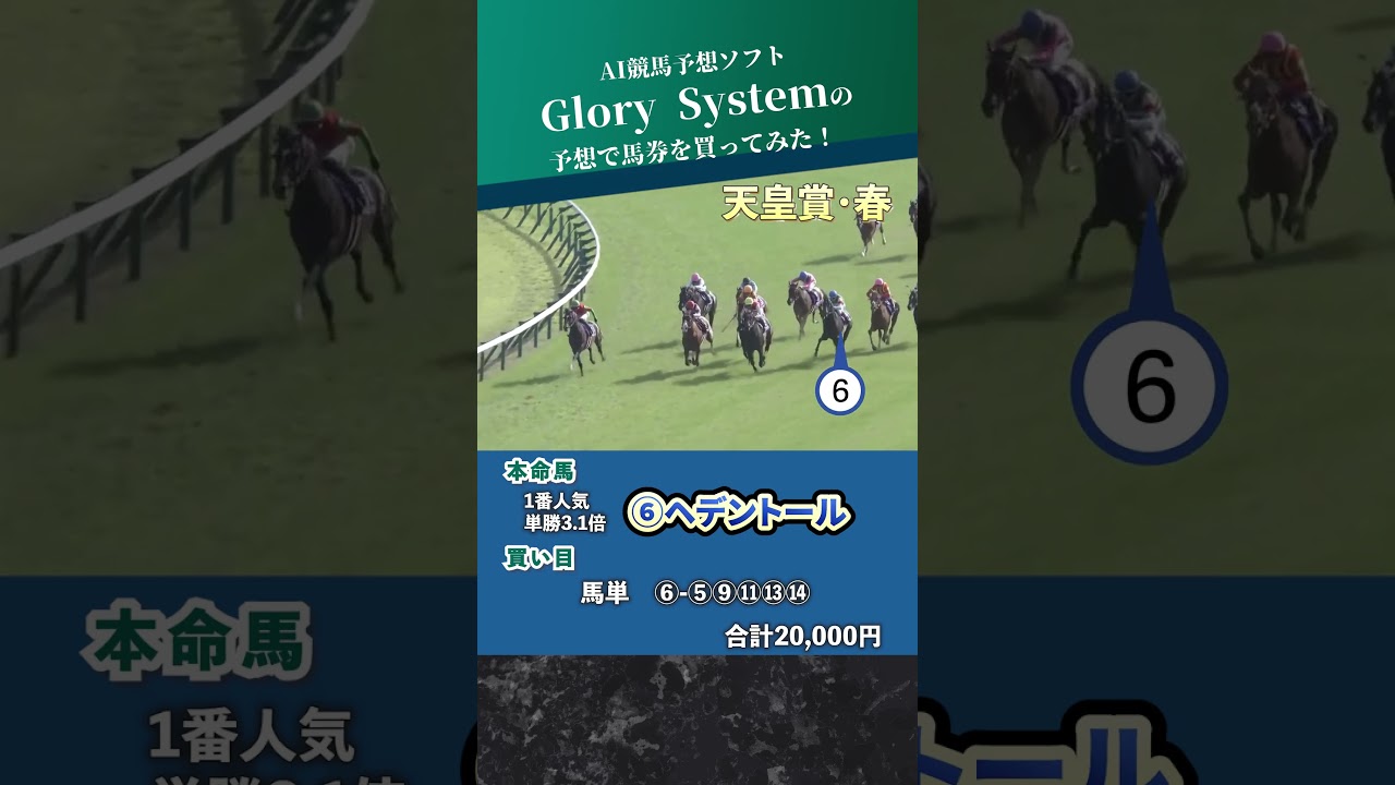 Glory Systemの予想で馬券を買ってみた!〜天皇賞(春)で馬単勝負〜#へデントール #ビザンチンドリーム #天皇賞 #馬券予想 #競馬 #よく当たる競馬予想家