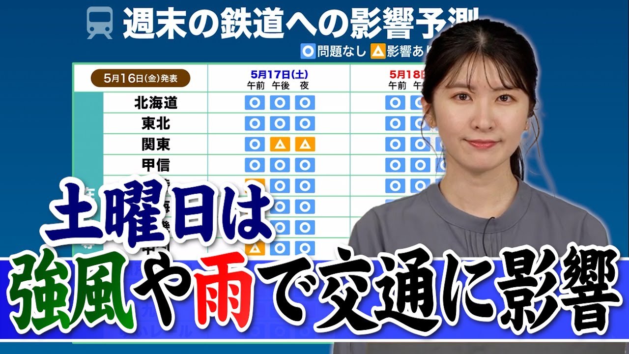 【交通気象情報】週末は雨や強風により一部交通に影響