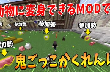 動物に変身できるMODで鬼ごっこかくれんぼ！ - マインクラフト【KUN】