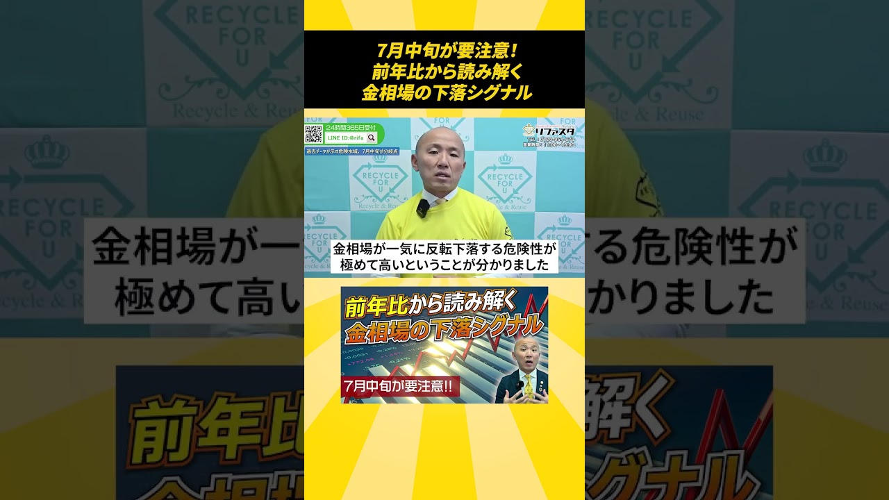 7月中旬が要注意!前年比から読み解く金相場の下落シグナル 金価格 金投資 金相場 予測 外れたか?
