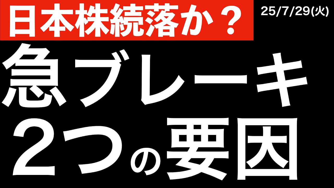 【日本株続落か?】日本株に急ブレーキがかかった2つの理由!