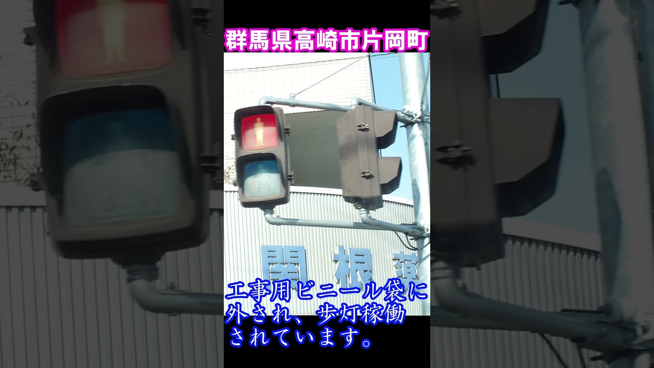 【信号機】群馬県高崎市片岡町で工事用カバーが撤去され、稼働した日信六角形歩灯(ブラウン塗装)