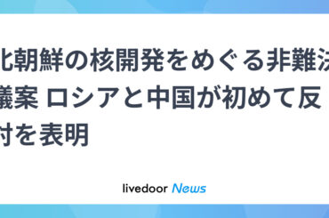 北朝鮮の核開発をめぐる非難決議案 ロシアと中国が初めて反対を表明 (2025年9月19日掲載) - ライブドアニュース
