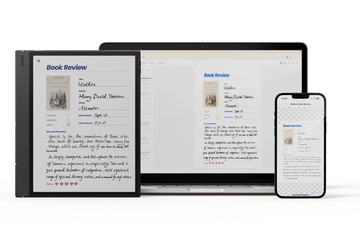 BOOX Note Air5 CとPC、スマートフォンでデータ同期表示
