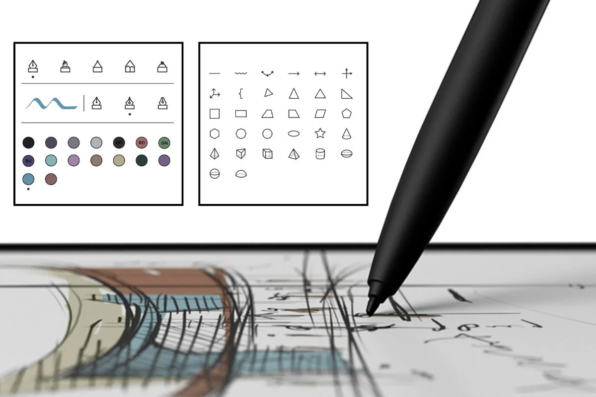 BOOX Pen3スタイラスとBOOX Note Air5 Cの描画ツール選択画面