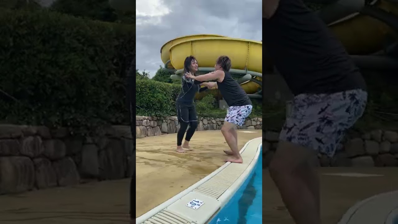 メイク直後の女子をプールに突き落としてみたwww #shorts
