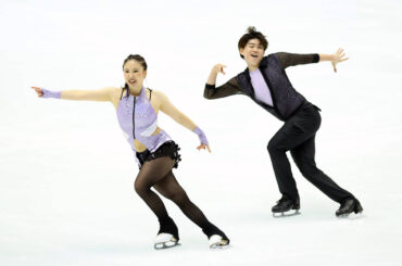 リズムダンスの演技をする吉田唄菜、森田真沙也組（カメラ・宮崎　亮太）