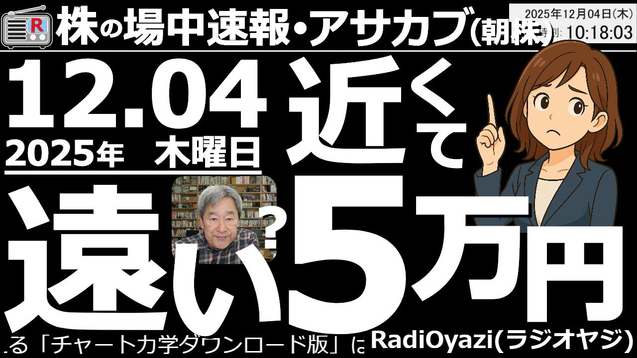 【朝株!(投資情報)】近くて遠い?日経平均5万円。今日の日経は上値抵抗線の5万円を超えた。このまま5万円の上で引ければ上昇トレンド復帰?●買いシグナル点灯:9501東電●押目買い候補:5803フジクラ
