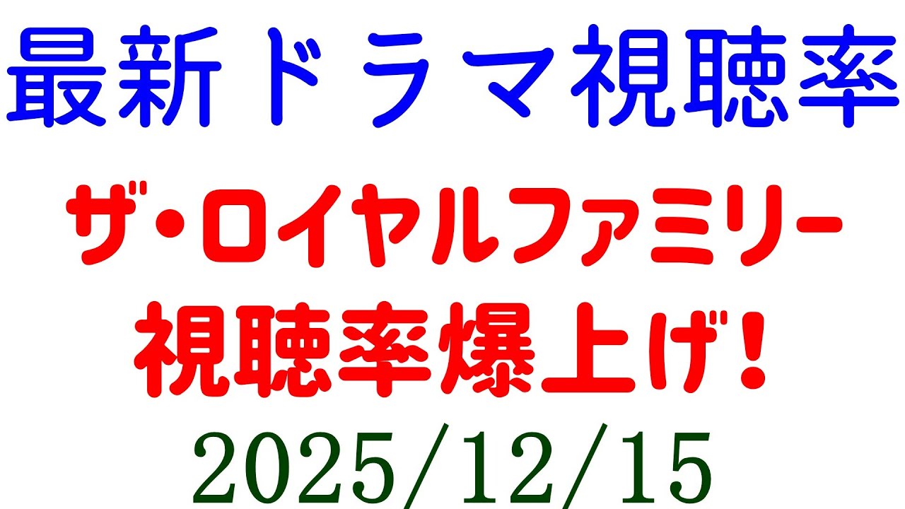 ザ・ロイヤルファミリー 最終回 高視聴率!視聴率速報☆2025年12月15日