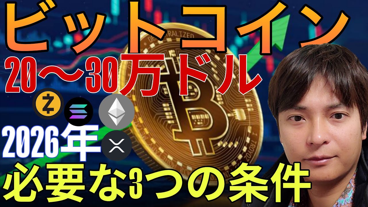 ビットコイン2026年20〜30万ドル(4,600万円)!? 仮想通貨上昇に必要な3つの条件!
