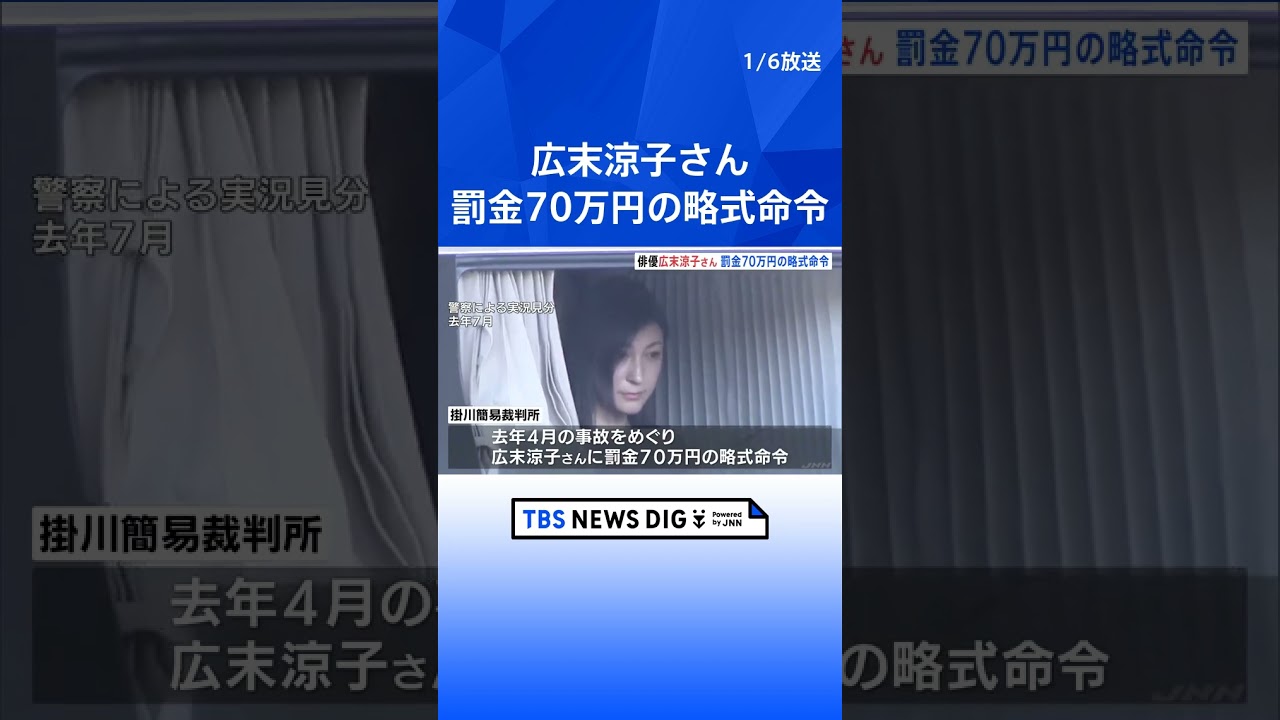 【俳優・広末涼子さん】罰金70万円の略式命令 過失運転傷害の罪|TBS NEWS DIG #shorts