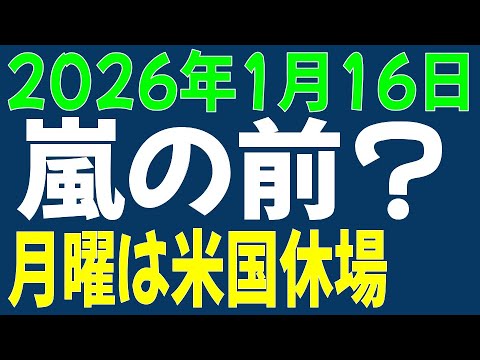 1/16 日経平均先物 オプション 嵐の前? 月曜日は米国市場お休み