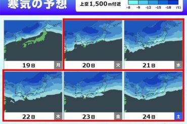 20日から「長期寒波」　北陸は大雪や低温の影響長期化　JPCZの動向にも注意