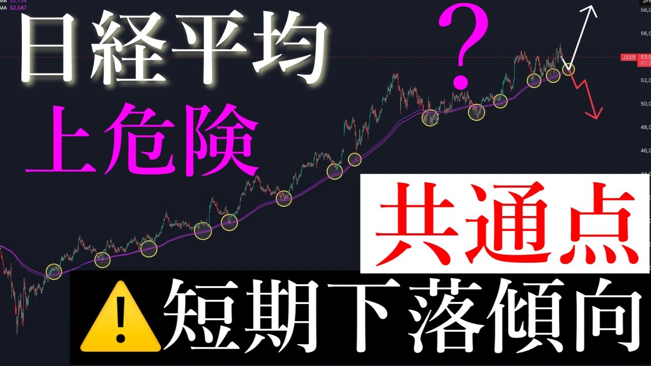 ⚠️上一辺倒は危険。短期もう一段下がる。日経平均株価/Ni225