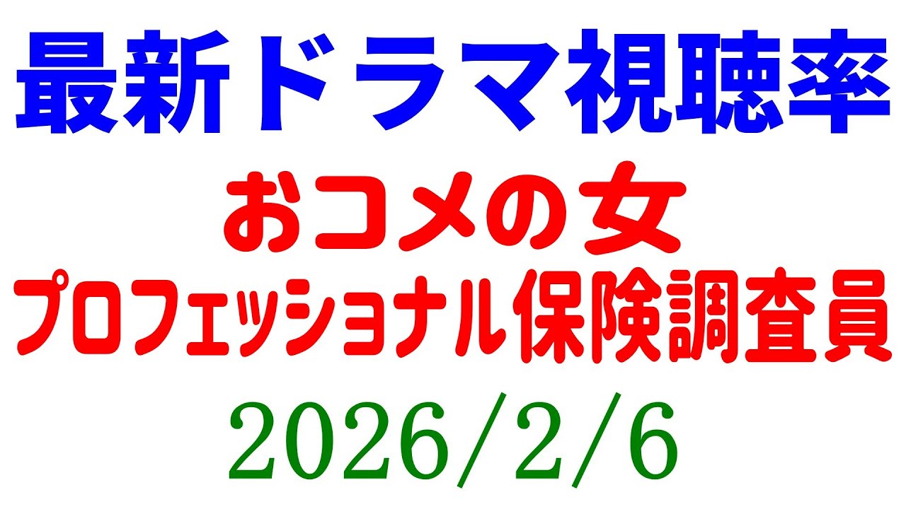 おコメの女 視聴率アップ 玉木宏ドラマ視聴率ダウン!視聴率速報☆2026年2月6日