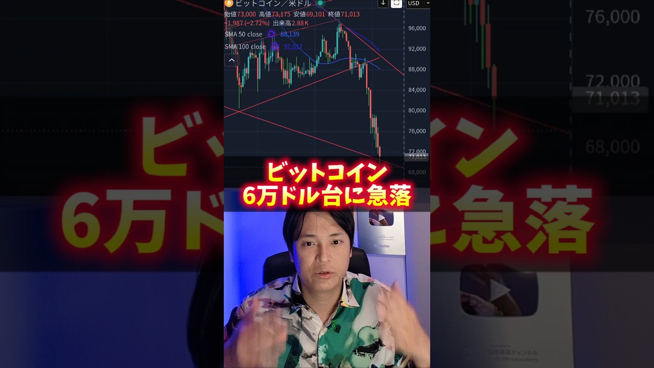 ビットコイン6万ドル台に急落!悲惨な理由!